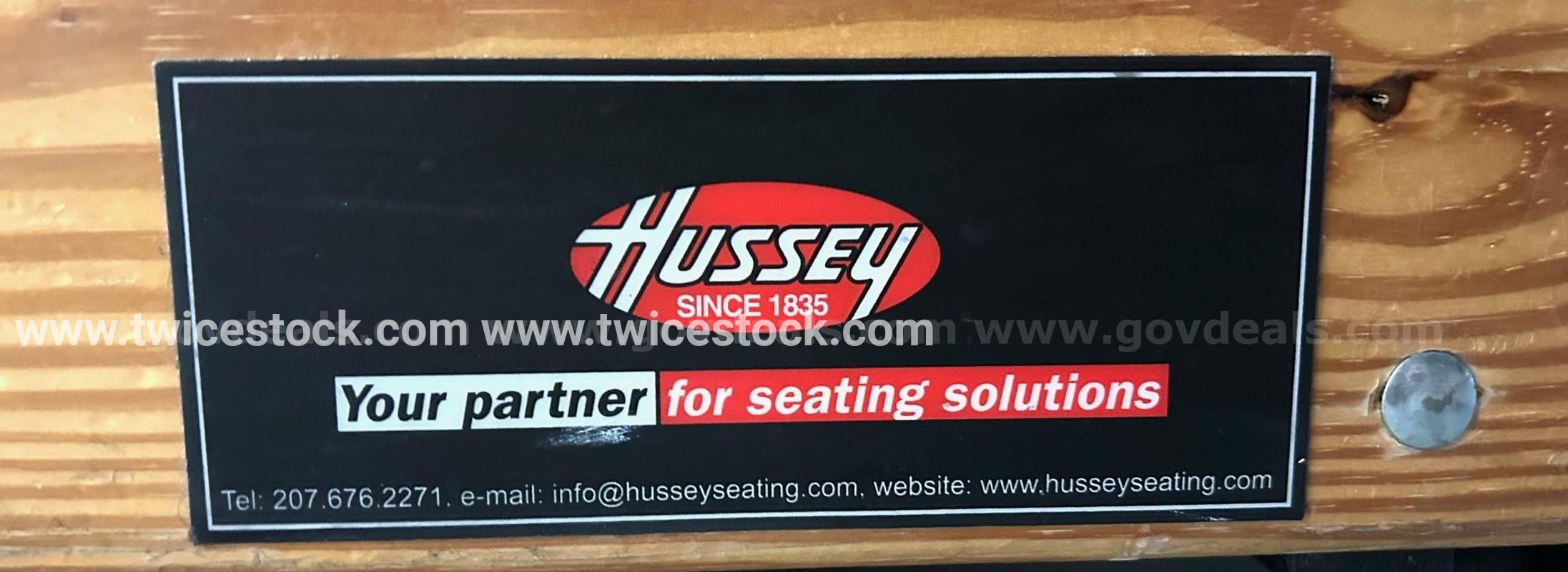 Used 2 piece 15’Dx30’Wx2’T Hussey Staging with two sets of stairs in very good condition (SOLD AS IS).